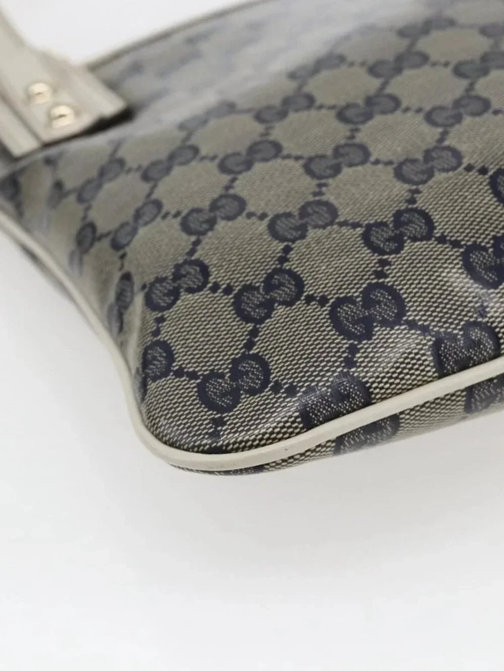 GUCCI GG Crystal Shoulder Bag Coated Canvas Navy Gold 257246 Auth 173553V - Picture 5 of 16